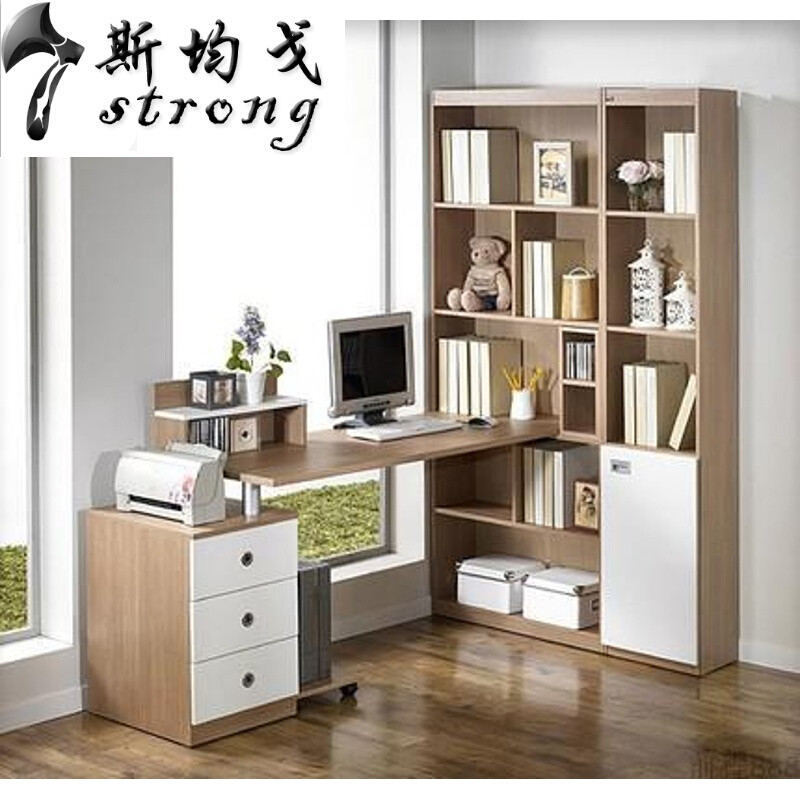 电脑桌台式家用简约电脑桌转角书柜书桌书架组合办公桌写字台_29_6 C书柜【颜色留言】