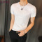 夏季新款潮流衣服社会小伙韩版紧身男士短袖T恤个性帅气半袖体恤 3XL 白色
