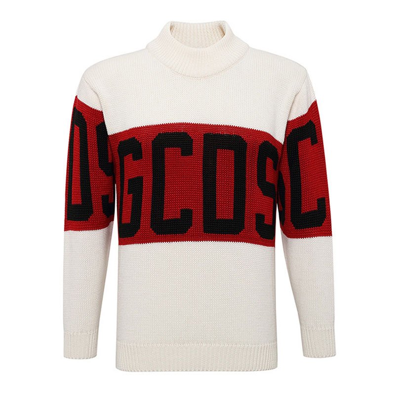 GCDS 羊毛混纺圆领logo中性毛衣# FW18M02001801 WHITE M 白色