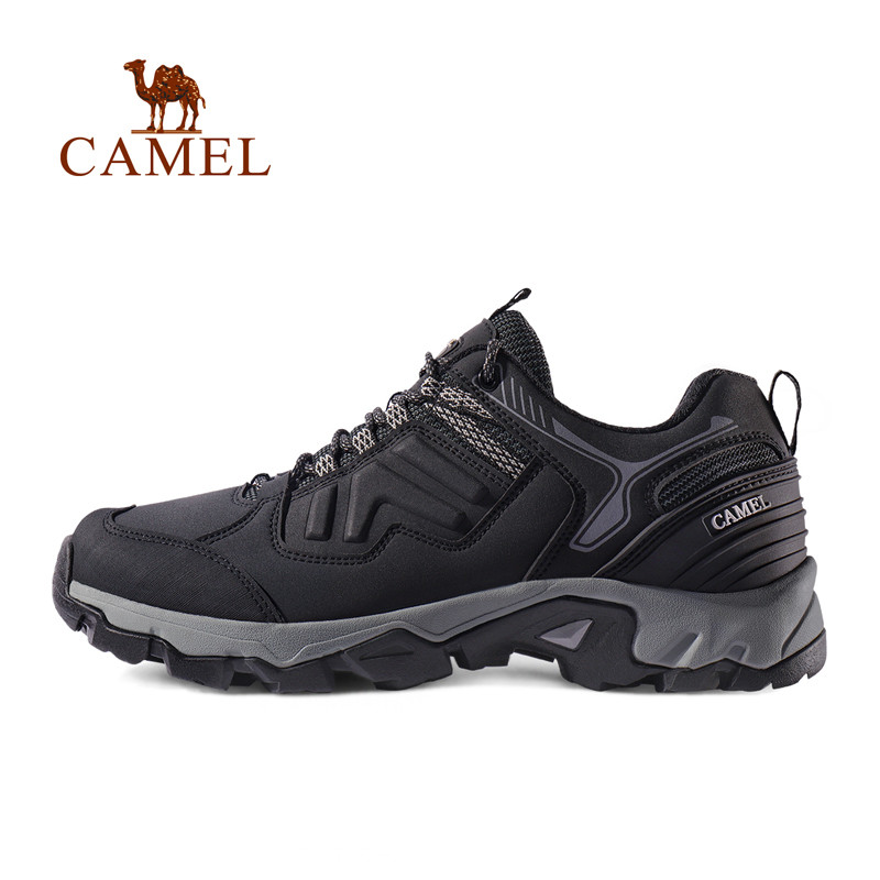 CAMEL骆驼户外徒步鞋 轻便透气防滑防撞减震男女休闲徒步 38码 A832330265，黑/蓝黑，男款
