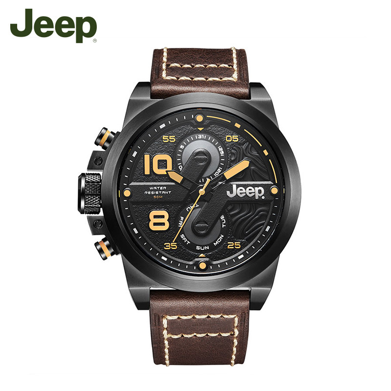 吉普（Jeep）牧马人系列手表正品防水腕表时尚潮流男士手表皮带复古石英表男表JPW67602 JPW67603