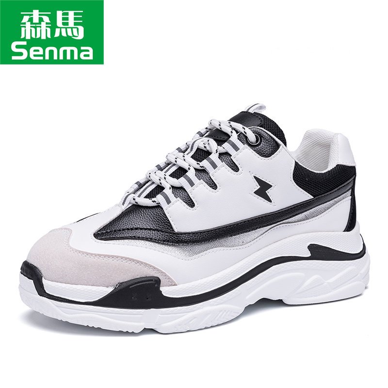 森马韩版原宿风休闲运动鞋女2018秋新款ins超火的鞋子百搭跑步鞋_1 黑白色 38