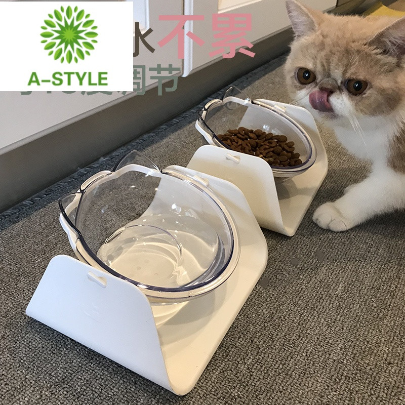 猫饭盆保护颈椎斜口猫碗双碗猫粮碗猫食盆猫盆倾斜猫咪宠物碗
