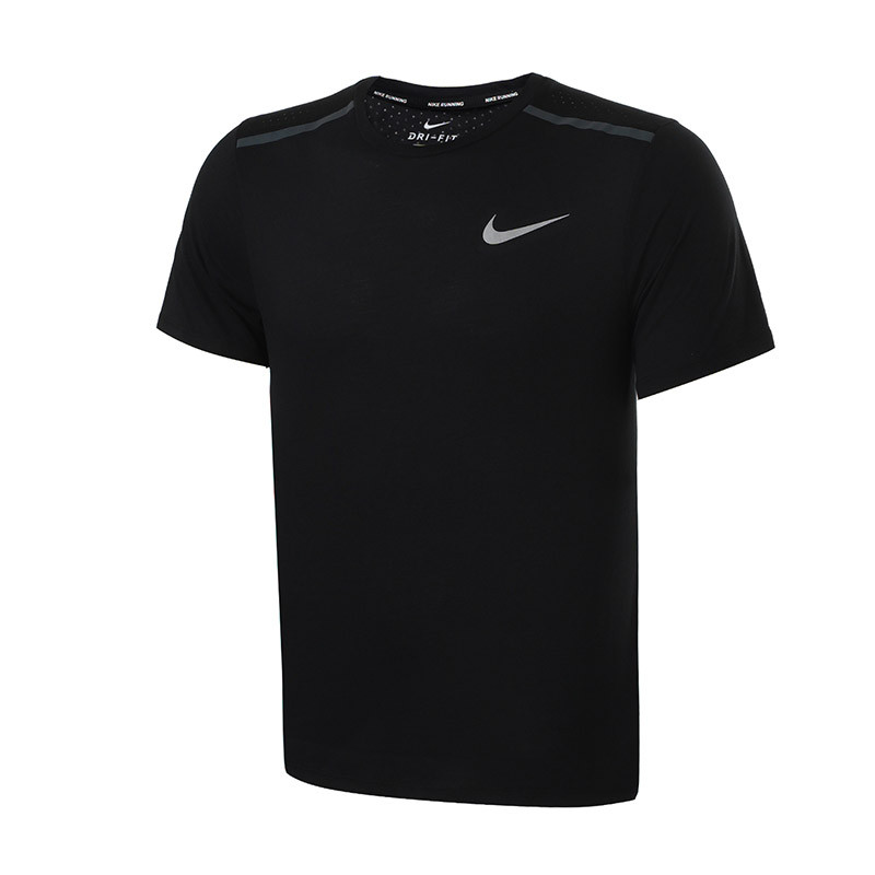 【自营】NIKE耐克男装透气吸汗跑步上衣健身运动短袖T恤892814 XL 892814-010黑+黑+反射银