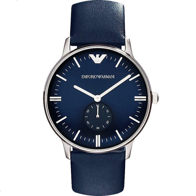 阿玛尼(EMPORIO ARMANI)手表欧美钢带男士手表多功能日历休闲石英表三眼大表盘石英表 男 金属表带AR24 默认尺码 AR1647(蓝盘皮带)