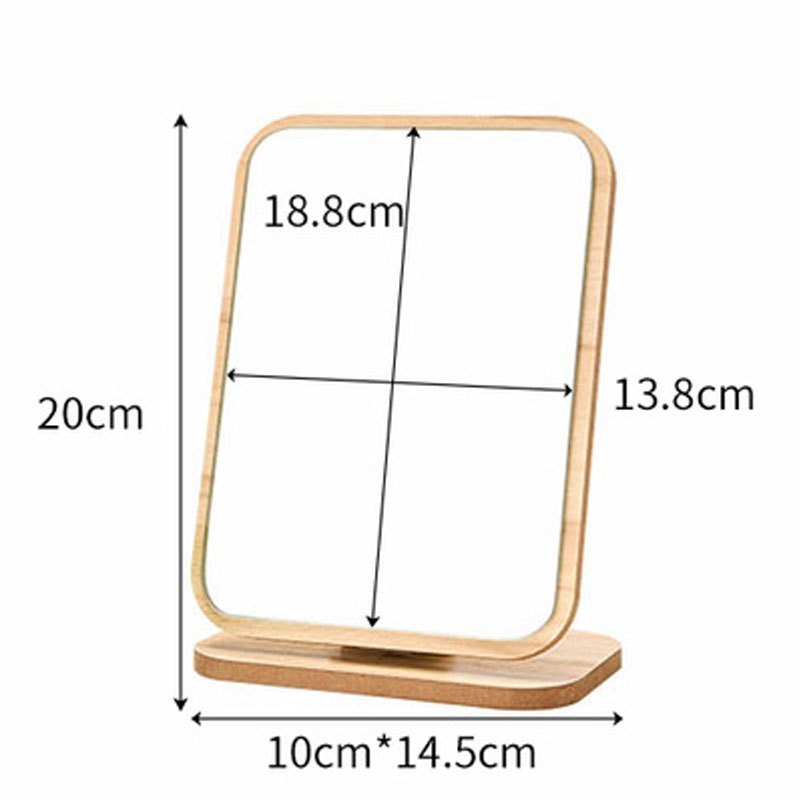简约现代镜子化妆镜学生公主台式书桌台面简约折叠木质便携创意宿舍情人节化妆镜子生活日用 中号圆角竖款