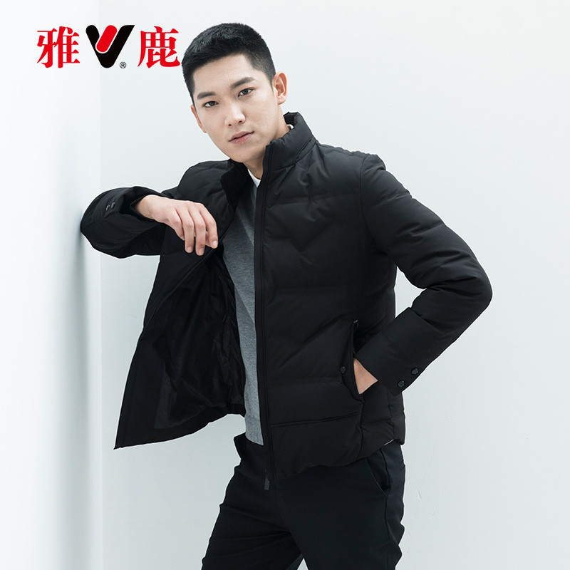 yaloo/雅鹿羽绒服男 冬季短款立领2018新款羽绒衣保暖潮流男外套百搭 XXXL 黑色