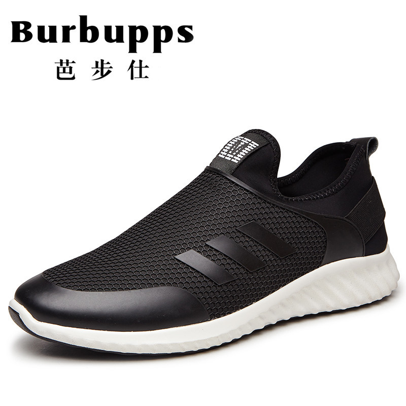 法国芭步仕Burbupps2018秋尚新男士牛皮网面潮流时尚跑步休闲鞋 黑色 42码