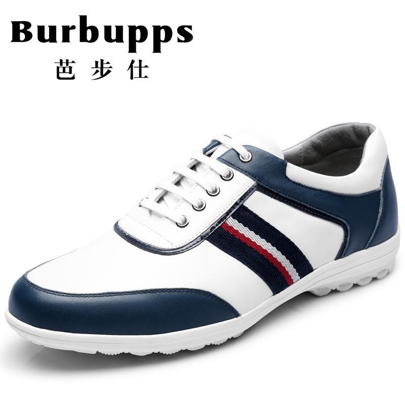 法国品牌Burbupps芭步仕2018秋尚新日常休闲皮鞋男士真皮系带商务透气软面皮鞋子_1 蓝色 39码