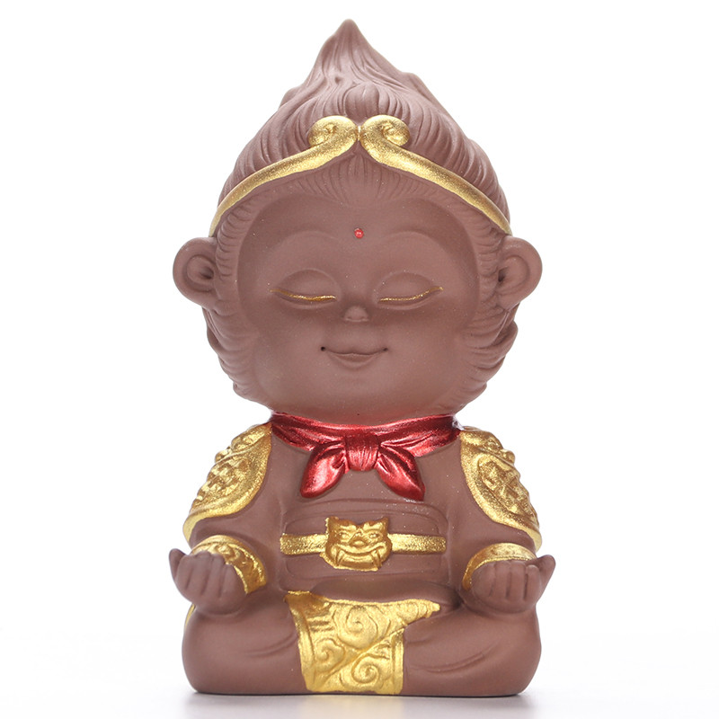尚帝（shangdi）齐天大圣汽车摆件 车内车上装饰品高档创意车载摆件保平安 彩砂陶悟空摆件