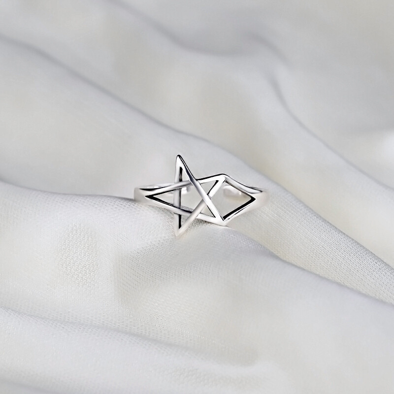 925纯银戒指女日韩简约潮人个生百搭饰品极简银戒指女活口开口可节
