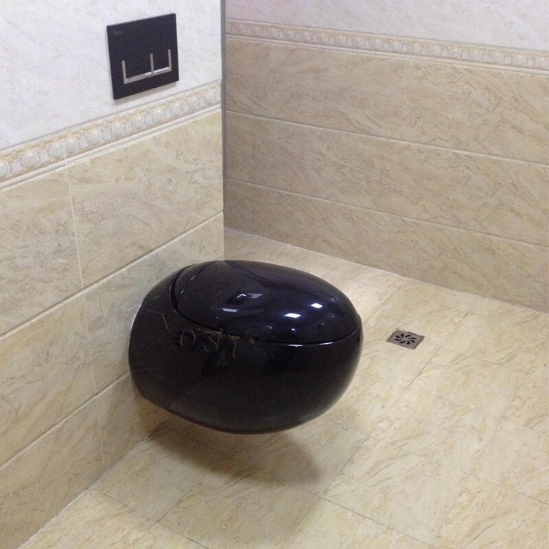小空间黑色墙排壁挂式马桶坐便器入墙式隐形水箱方形节水小户型黑色2301+原装水箱185mm_1 默认尺寸 黑色2301+原装水箱