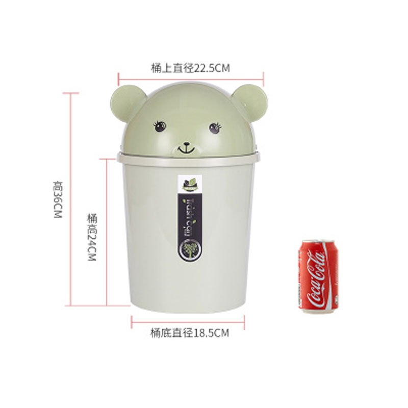 垃圾桶家用创意卫生间带盖卧室办公室塑料卡通翻盖垃圾桶简约生活日用清洁工具_4 8升-马卡龙淡绿