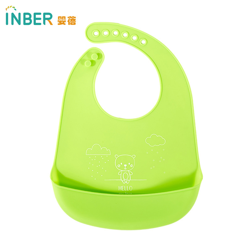婴蓓婴儿宝宝硅胶围兜儿童吃饭防水立体饭兜围嘴小孩口水兜免洗(yb