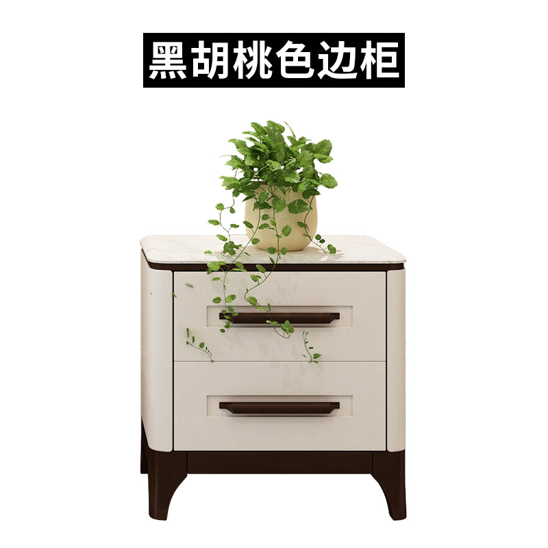趣阁木业 大理石电视柜现代简约客厅地柜实木伸缩小户型简易茶几电视柜组合 边柜【黑胡桃色】（预售）