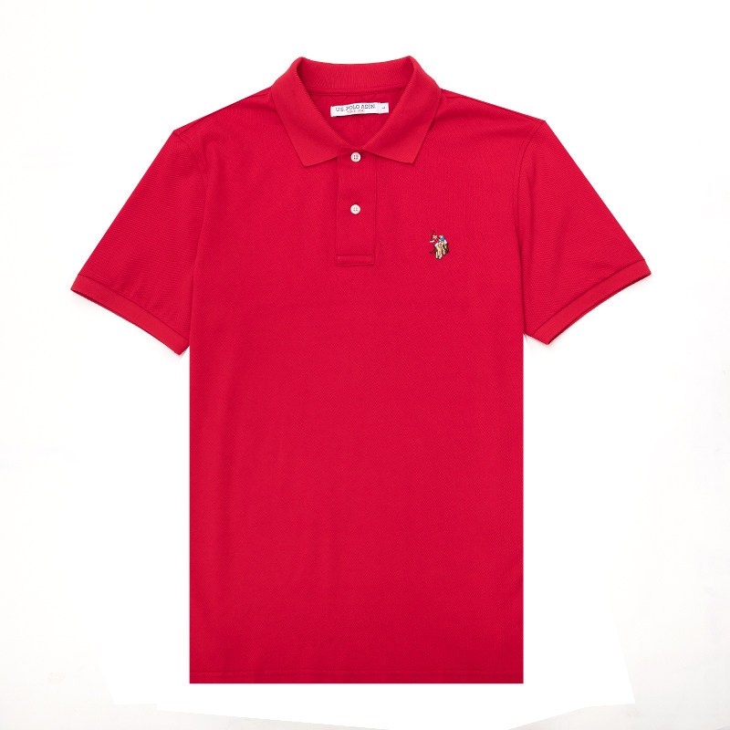 U.S.POLOASSN.短袖POLO衫男士纯棉宽松运动休闲夏季新翻领T恤 185/2XL 红色彩-39900