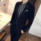 丹杰仕精神小伙青年西服套装男士商务正装两件套修身新郎结婚礼服英伦西装男套装 S 卡其色