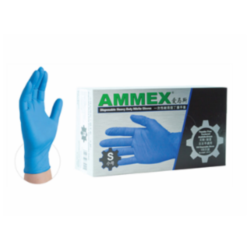 爱马斯 Ammex APFNCHD44100 蓝色丁晴 一次性手套，无粉，M