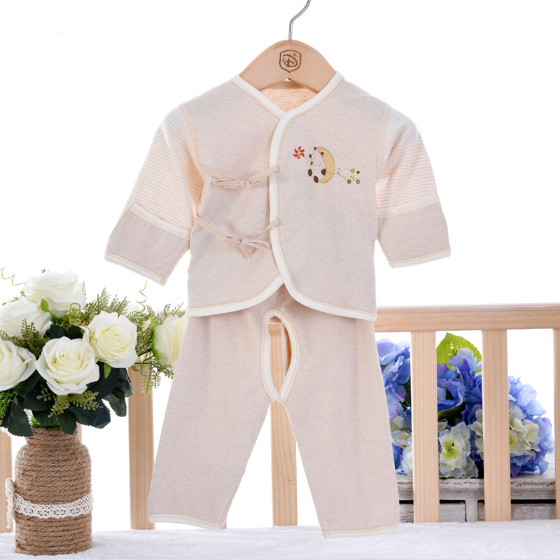 亿婴儿 婴儿衣服新生儿内衣彩棉偏襟初生宝宝和服套装两件套装3012