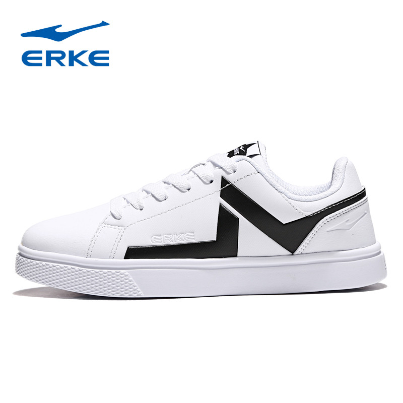 鸿星尔克（ERKE）女鞋新款休闲鞋女子滑板运动鞋轻便鞋子小白鞋白色板鞋女521184010 正白/正黑 36