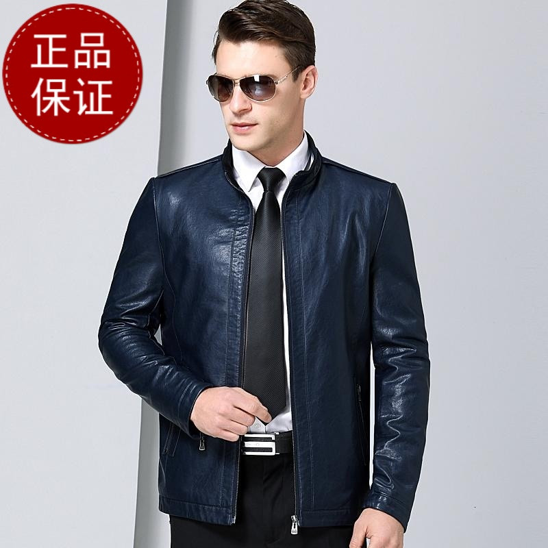 海宁真皮皮衣男士皮夹克头层绵羊皮休闲外套男冬装加棉加绒皮衣男纯皮羊皮山羊皮鄂尔多斯金利来雅戈尔阿玛尼梦特娇正品皮衣外套