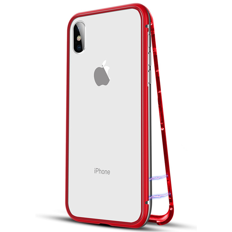 VIPin 苹果iphoneX/8/8plus/苹果7/7plus/6/6plus磁吸金属玻璃手机壳送膜 保护套 保护壳 苹果XS-MAX磁吸壳红色