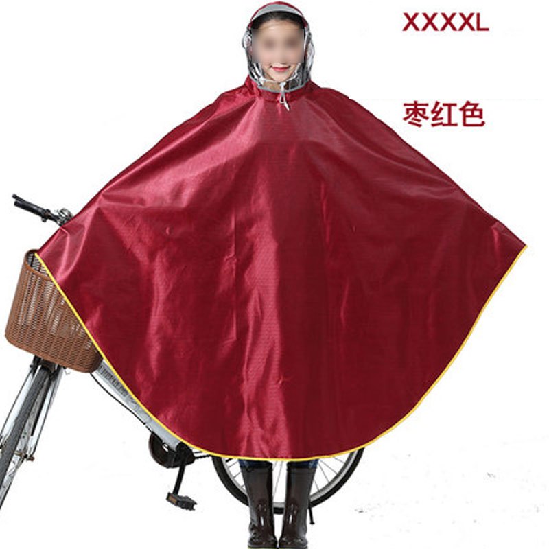 便携简约自行车骑行雨披加厚加大成人男女单人学生电动车雨衣晴雨用具雨具 枣红（针织提花款）4XL