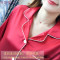 两件套装睡衣女长袖长裤秋季丝绸春秋冰丝韩版宽松甜美开衫可外穿_8 L 粉色草莓