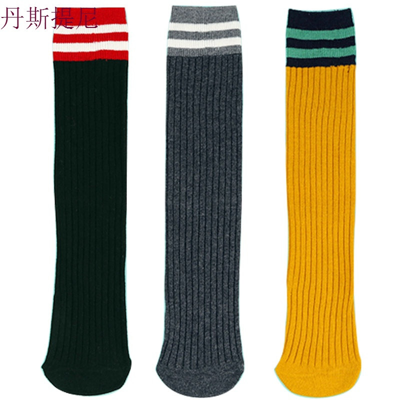 3双堆堆袜女春夏韩国日系中筒袜学院风二杠条纹长袜短靴袜纯棉 均码 2杠堆堆袜黑+深灰+姜黄共3双
