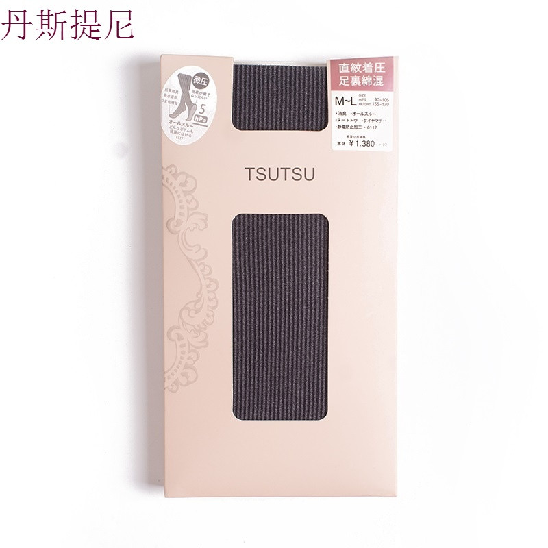 80D显瘦连裤袜女春秋中厚微压哑光天鹅绒防勾丝袜黑色打底袜秋冬 均码 竖条-浅麻灰