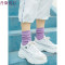 袜子女中筒袜韩版学院风百搭紫色长袜彩色薄款韩国堆堆袜纯棉潮袜 均码 深紫色3双装