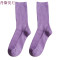 袜子女中筒袜韩版学院风百搭紫色长袜彩色薄款韩国堆堆袜纯棉潮袜 均码 黑色+酒红+深紫色