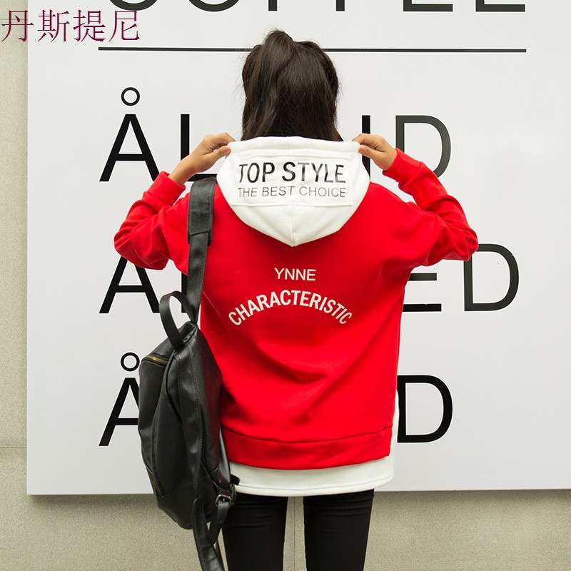 早秋卫衣女春2018新款韩版慵懒风学生宽松长袖ins超火上衣薄款潮 L 红色-加绒款