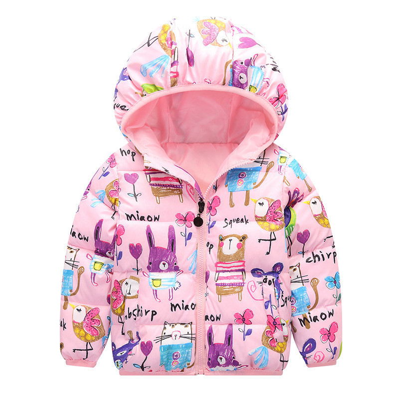 儿童棉服男女童冬装童装棉袄短款外套1-3-5-7岁宝宝衣服加厚棉衣 120 粉红色