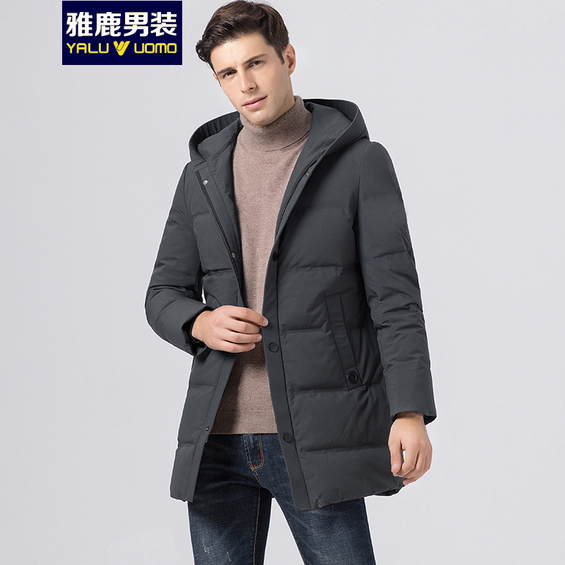 雅鹿男装新款羽绒服修身保暖贴身易打理爸爸装男士休闲S03EDYA18807 灰色 180/XL
