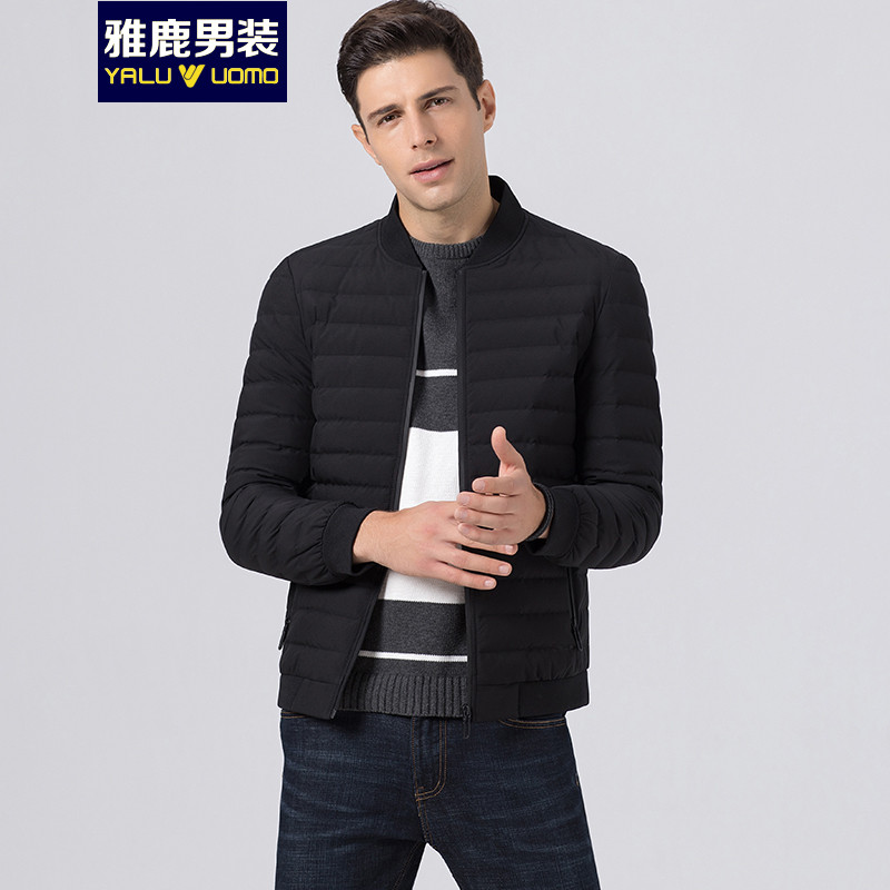 雅鹿男装新款爸爸装休闲运动款羽绒服保暖AC49EDYA18818 黑色 190/XXXL
