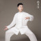 中国风天丝麻太极服女秋冬太极拳练功服男晨练服竖琴纹_1_4 XS 岩石灰黑扣天麻长袖