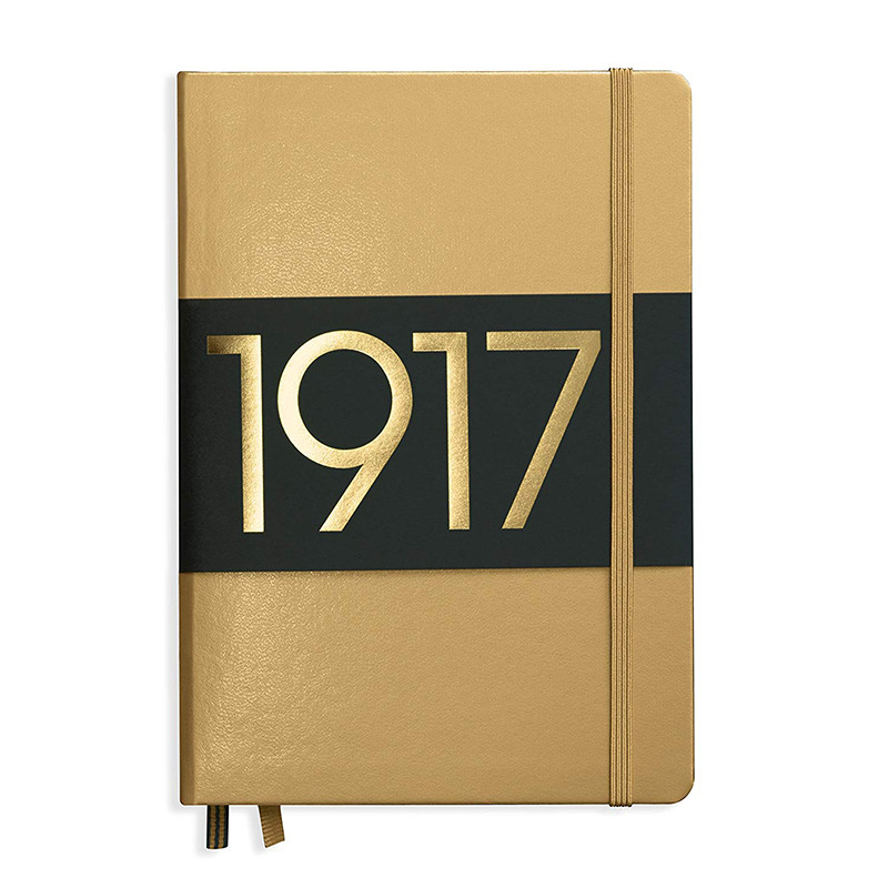 德国LEUCHTTURM1917灯塔笔记本子记事本手帐本A5硬皮百年纪念款 金色横线内页