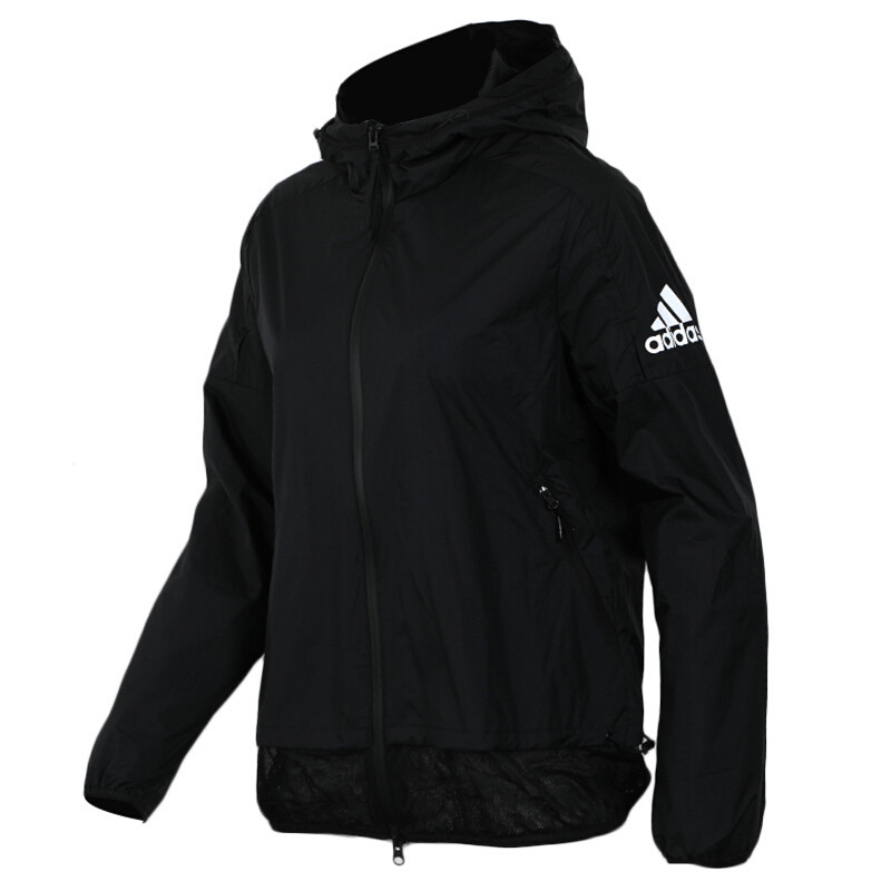 Adidas阿迪达斯女装 2018秋季新款运动休闲服连帽舒适透气梭织防风夹克外套DM5262 L DM5262