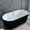 浴缸独立式浴缸独立式家用欧式薄边卫生间加厚彩色浴桶普通一体左裙 内白外黑五件套浴缸 1.4m