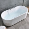 独立式浴缸薄边家用独立式浴缸欧式小户型坐凳浴桶白色一体加深独立式配置全白空浴缸加落地龙头 五件套 1.7M