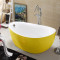 浴缸粉侣保温小户型黑色家用独立式黄色卵型创意个性浴缸蛋型小户型恒温 黑加白-不含龙头- 1.6M
