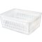 趣涉家居冰箱收纳盒大容量保鲜盒长方形塑料食品盒带沥水篮厨房收纳盒通用简约家居器皿保鲜盒 透明