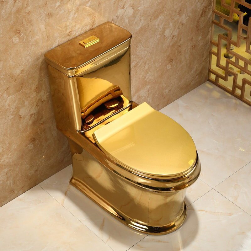 金色马桶座便器超漩式酒店卫生间抽水防臭家用个性创意陶瓷坐便器纯金色马桶 默认颜色 400mm