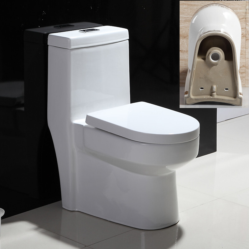 家用抽水彩色马桶创意小户型卫生间防臭欧式坐便器250坑距 白色升级版(单孔+脲醛盖板) 305mm