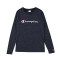 Champion冠军 秋冬新款男装 草写logo纯棉 长袖T恤 打底衫C3-JB402 XL 烟灰