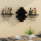 创意墙上酒柜餐厅红酒架墙上置物架实木壁挂酒架现代简约挂墙酒柜_12 大气黑色A套餐