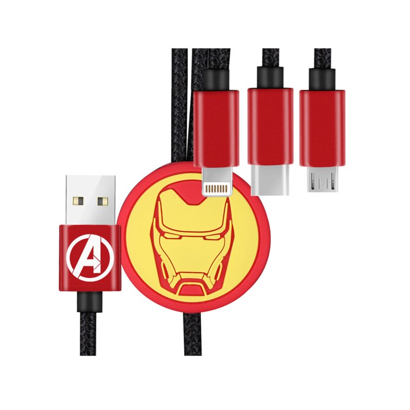 Marvel漫威 1.5米 数据线 三合一 极旋系列-钢铁侠