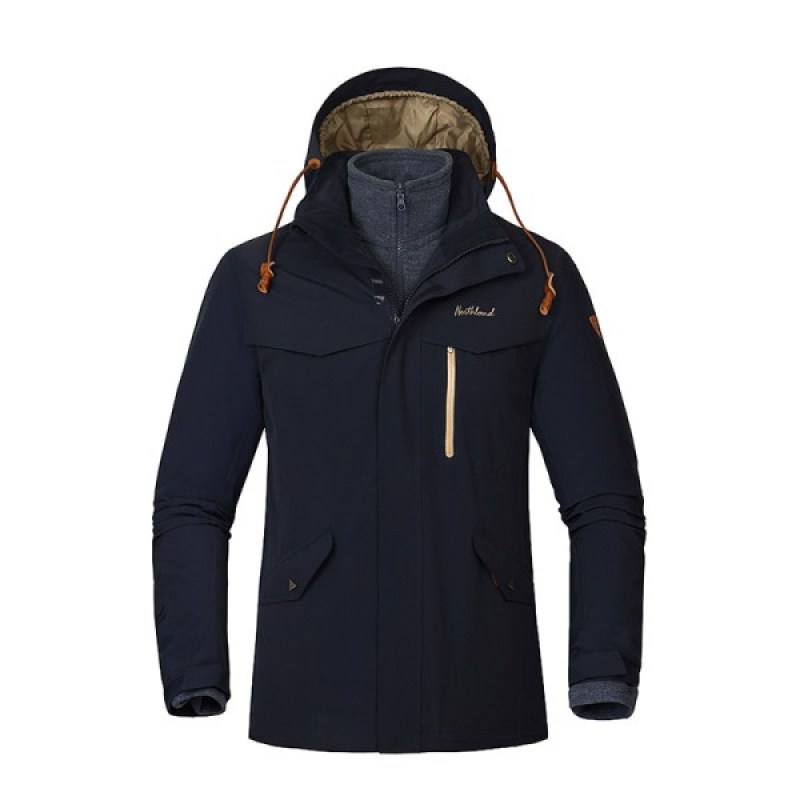 诺诗兰(NORTHLAND)户外秋冬男女防水透湿PRO200三合一冲锋衣GS065705/GS062708 GS065705-6D00深藏青色(男) 185