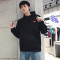 伊则新款连帽原创潮牌原宿刺绣宽松套头男生纯色卫衣黑色班服WY19 2XL 黑色
